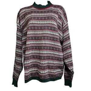 Vintage Crossings Fine Line Men's Fair Isle Sweater Size M 100% Cotton Grandpa‎